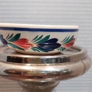 Vintage QUIMPER Floral Ceramic Bowl with Blue and Red Design...EUC